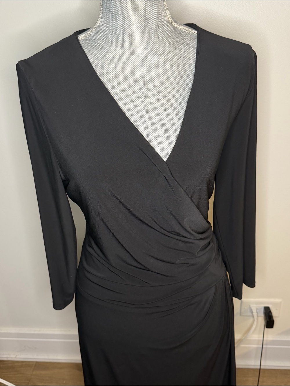 Lauren Ralph lauren classic Black Wrap Midi Dress - Women's. 16 - Picture 2 of 8